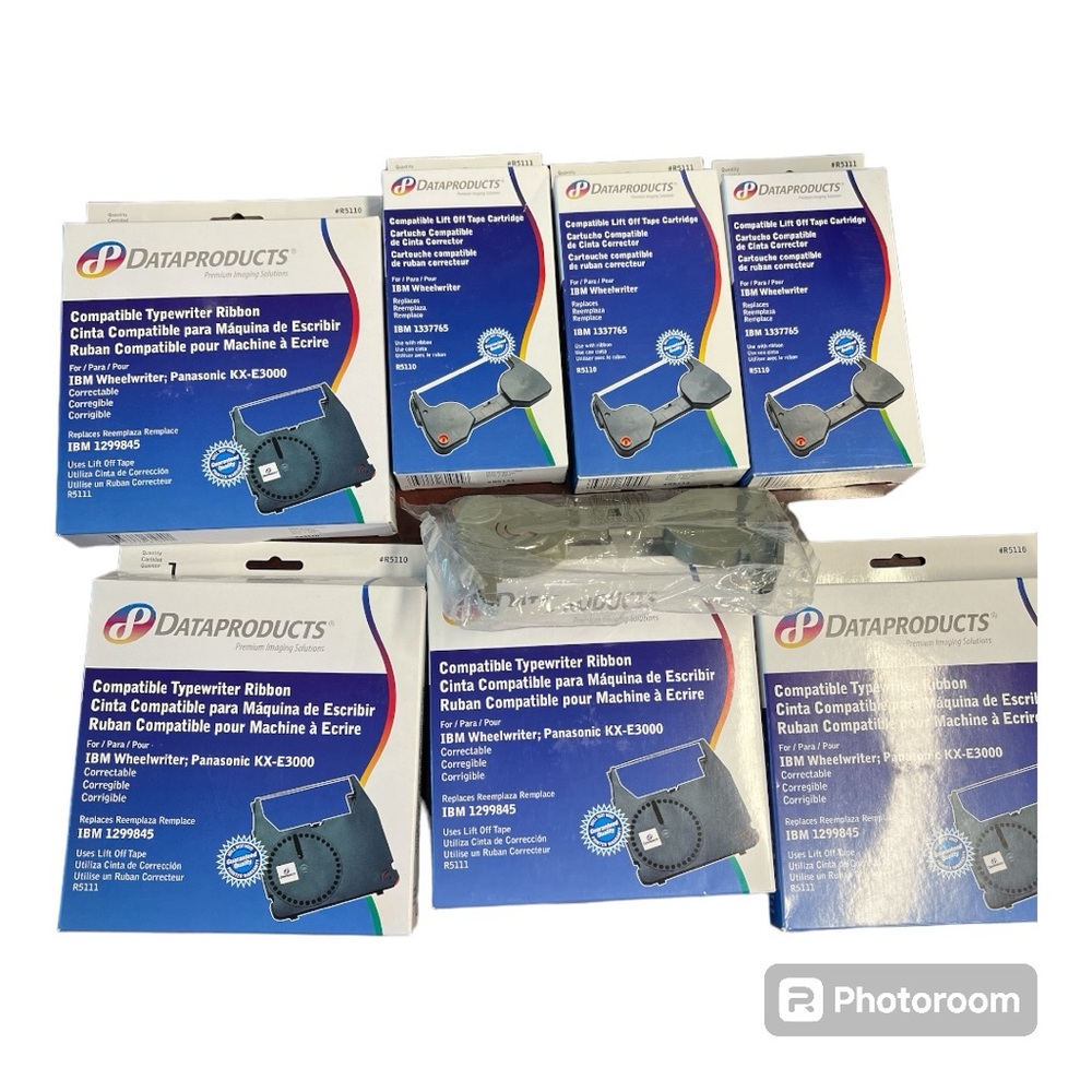 Typewriter ribbon and lift off correction tape. 4 each fit IBM & Panasonic